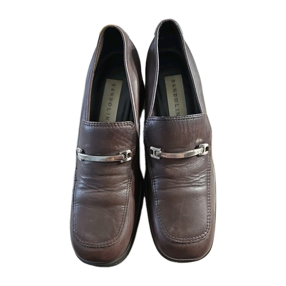 Bandolino Womans Slipon‎ Leather Buckles Loafers Shoes 2 1/2 Heels Size 8M